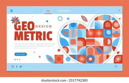 Flat design geometric pattern landing page vector design in eps 10
