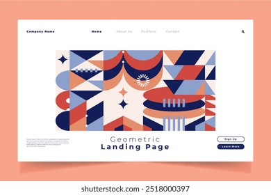 Flat design geometric pattern landing page vector design in eps 10