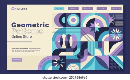 Flat design geometric pattern landing page vector design in eps 10