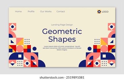 Flat design geometric pattern landing page vector design in eps 10