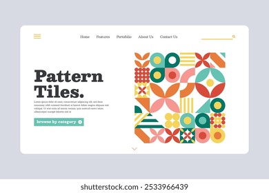 Flat design geometric pattern landing page vector design in eps 10