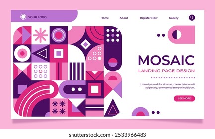 Flat design geometric pattern landing page template vector design in eps 10