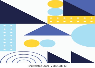 Flat design geometric shapes background in memphis style