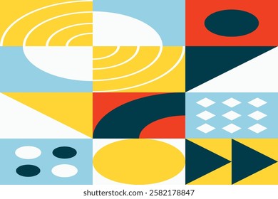 Flat design geometric shapes background in memphis style