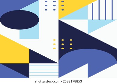 Flat design geometric shapes background in memphis style