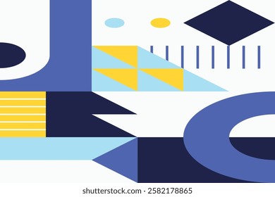 Flat design geometric shapes background in memphis style