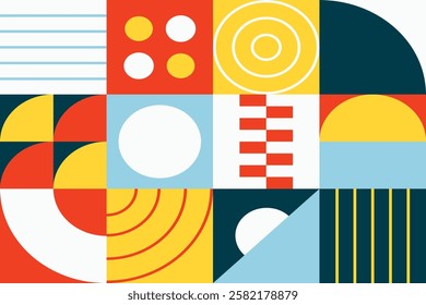 Flat design geometric shapes background in memphis style