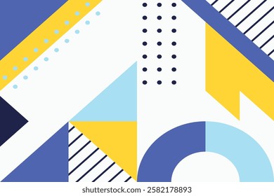 Flat design geometric shapes background in memphis style