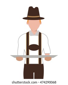 flat design german bavarian man icon vector illustration