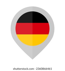 Flat design German flag map pin icon. Vector.