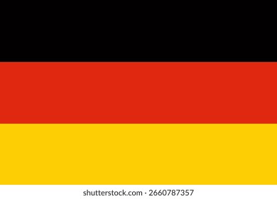 Flat design of the German national flag with black, red, and gold horizontal stripes. Suitable for international content.