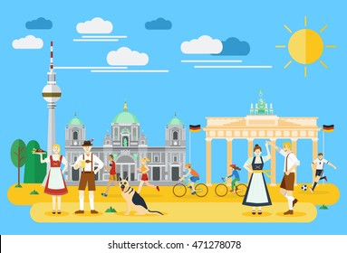 Flat design, Germany's landmarks and icons