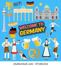 Flat design, Germany's landmarks and icons