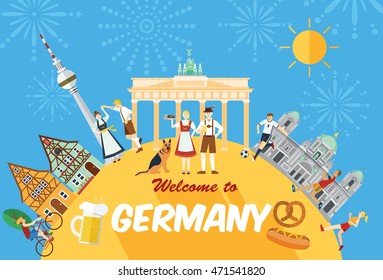 Flat design, Germany's landmarks and icons