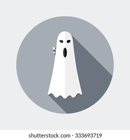 Flat design ghost icon with long shadow