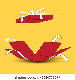 flat design gift box red color white ribbon