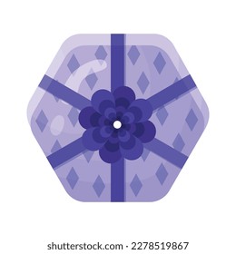 Flat design gift box with ribbon and bow vector illustration