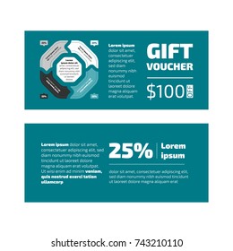 Flat Design Gift voucher or certificate with charts inside