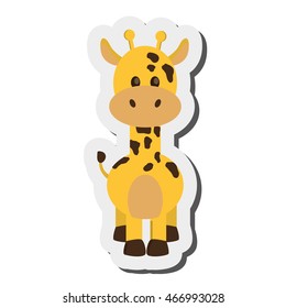 flat design giraffe cartoon icon vector illustration