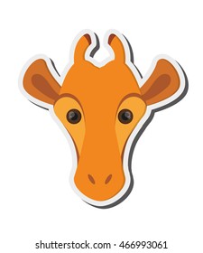 flat design giraffe cartoon icon vector illustration