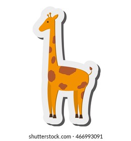 flat design giraffe cartoon icon vector illustration