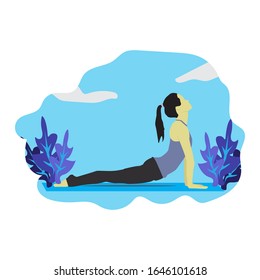 Flat design of a girl doing yoga