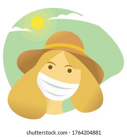 flat design of a girl that keep stay fun and safe in her summer vacation