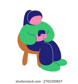 flat design of girl using smartphone