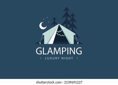 flat design glamping logo template collection vector