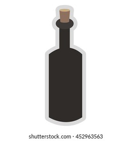 flat design glass bottle with cork icon vector illustration