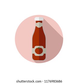 Flat design glass bottle of ketchup