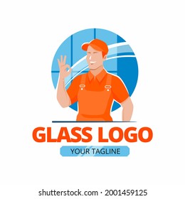 Flat design glass logo template vector