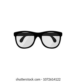 Flat design of glasses icon isolated on transparent background. Classic black frame of glasses. Vector illustration.