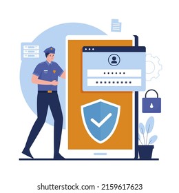 Flat design of global data security concept. Illustration for websites, landing pages, mobile applications, posters and banners. Trendy flat vector illustration