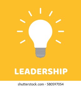 Flat design. Glowing light bulb on yellow background concept leadership