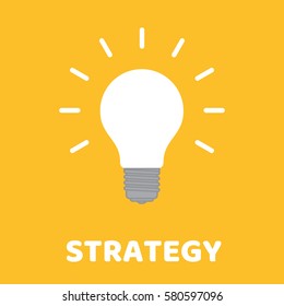 Flat design. Glowing light bulb on yellow background concept strategy