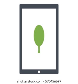 Flat design, glyph style icon - Green enclosed in a phone