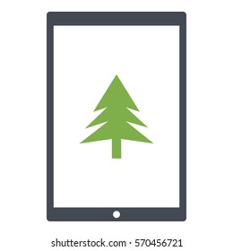Flat design, glyph style icon - Green enclosed in a tablet