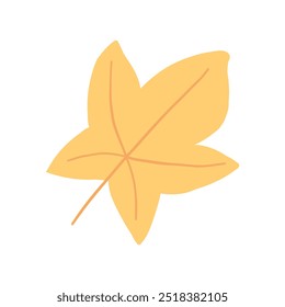 Flat design of a golden maple leaf, representing fall foliage. Great for autumn-inspired designs and seasonal graphic elements.