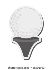 flat design golf tee and ball icon vector illustration
