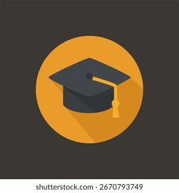 Flat Design Graduation Cap Icon for Academic Success