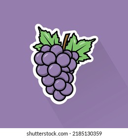 Flat design of grape.  can be use as logo, sticker, poster, etc