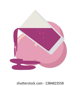 flat design of grape juice spills dripping from glasses with wine background