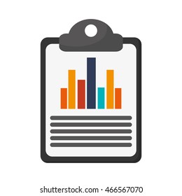 flat design graph chart on clipboard icon vector illustration