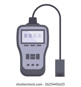 Flat design graphic of a digital multimeter with probe, commonly used for electrical testing