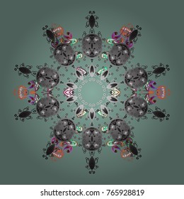Flat design. Graphic element decoration. Vector illustration. Silhouette snow flake sign isolated blue, gray and green colors. Symbol winter, frozen, Christmas, New Year holiday. Snowflake mosaic icon