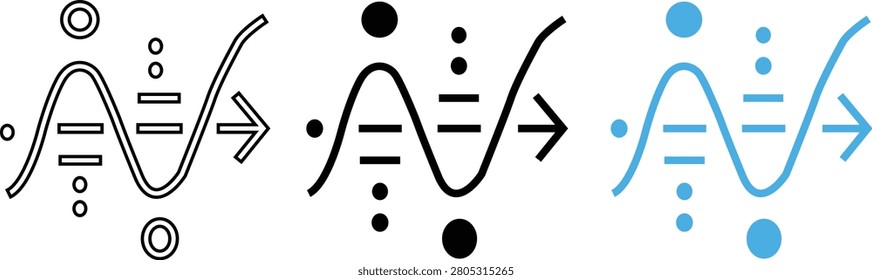 A flat design graphic represents a scientific concept with DNA strands and data flow, suitable for technology and science themes.