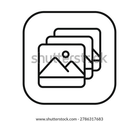 Flat design graphic of stacked photos for image storage