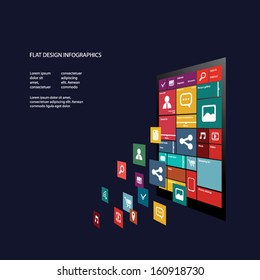 Flat design graphic user interface concept with space for text suitable for infographics or advertisement. Eps10 vector illustration