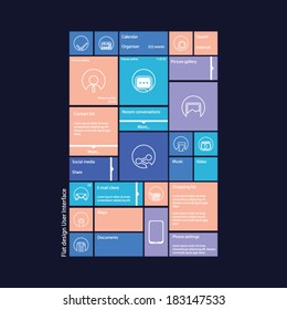 Flat design graphic user interface concept with space for text suitable for infographics or advertisement. Eps10 vector illustration